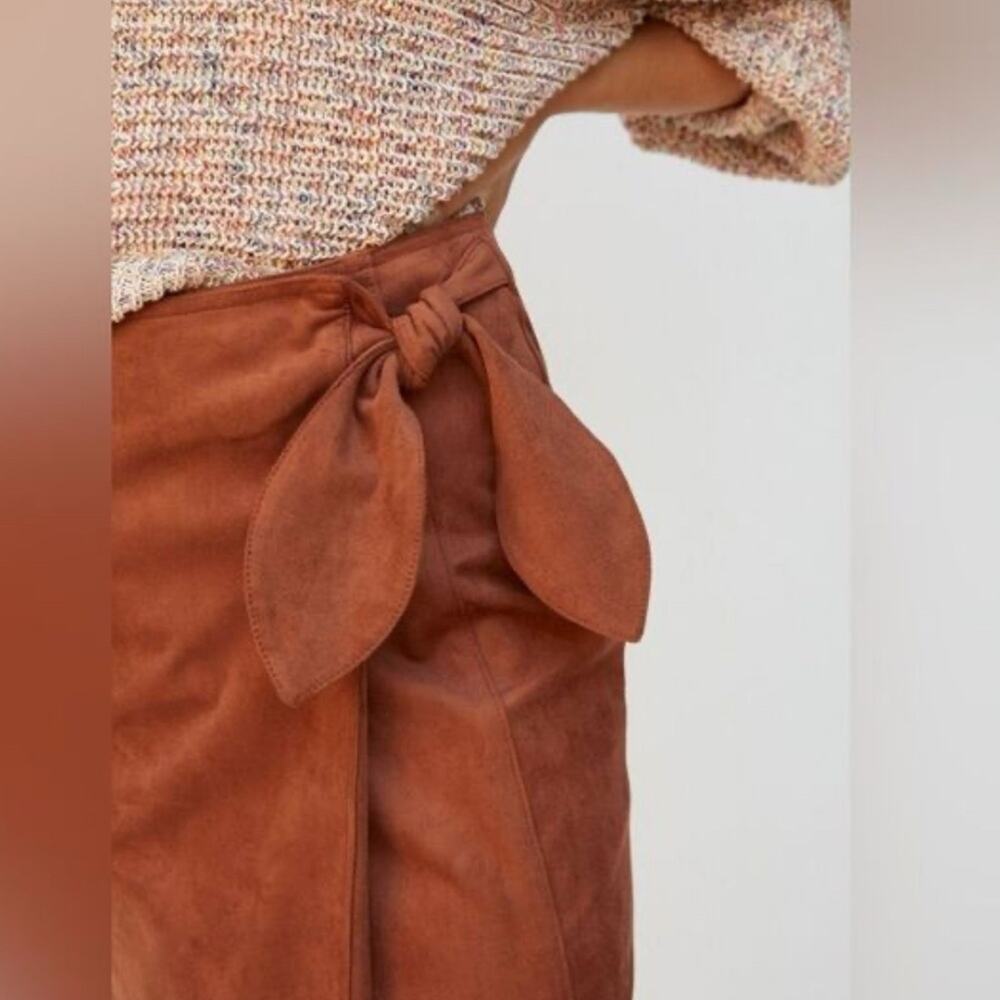 ANTHROPOLOGIE Lauren Sueded western Wrap Midi Skirt in Cocoa Women’s Size XXSP - Picture 3 of 8